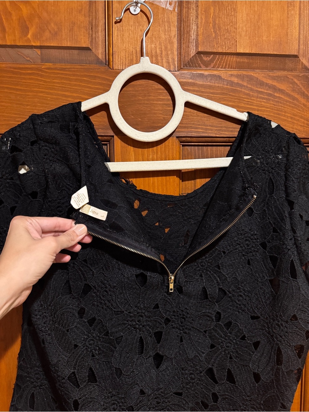 390. Japna Black Crochet Lace Short-Sleeve Blouse - Picture 11 of 11